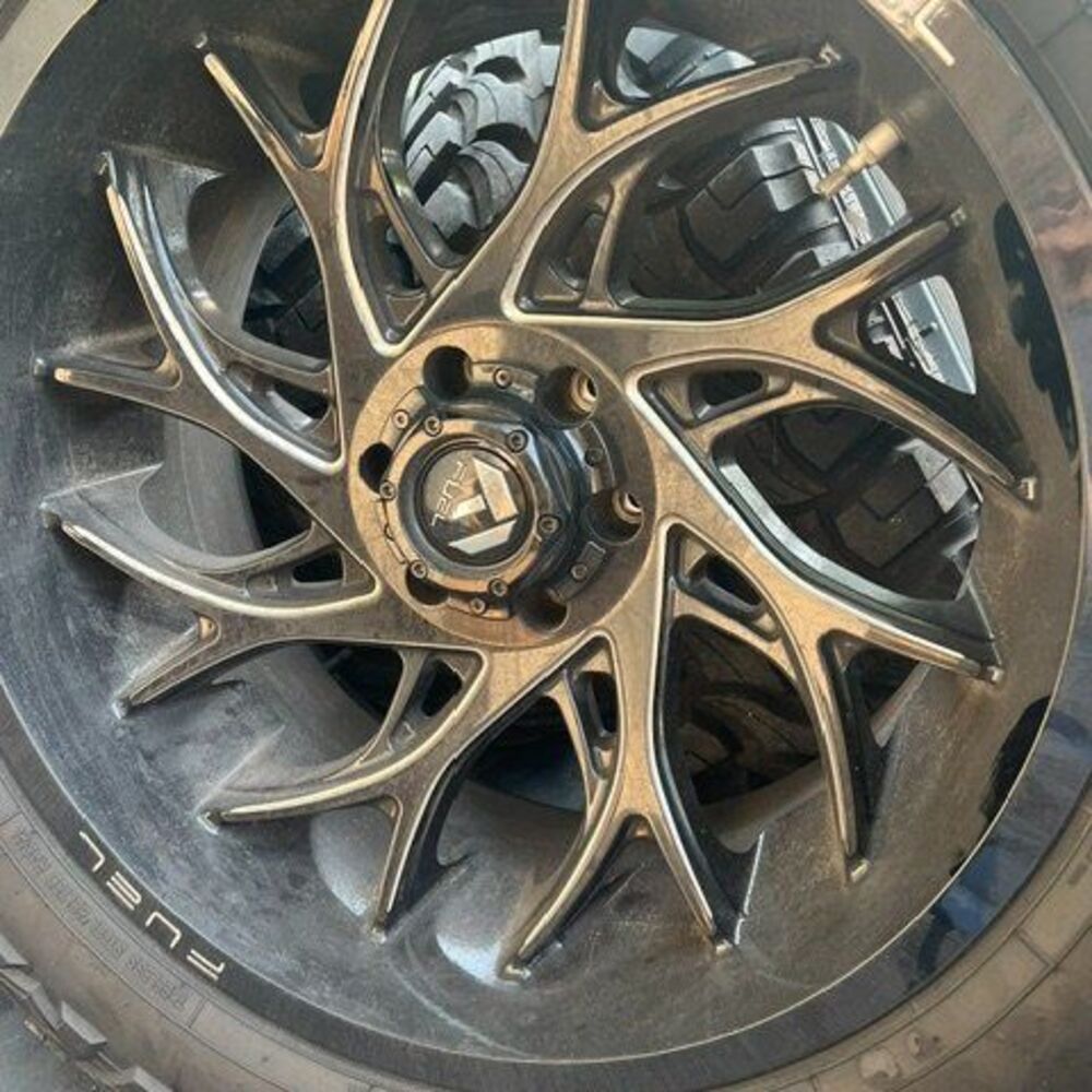 FUEL RUNNER GLOSS BLACK MILLED WHEEL 35 12.50 22 TIRES RIMS FORD - Picture 6 of 10